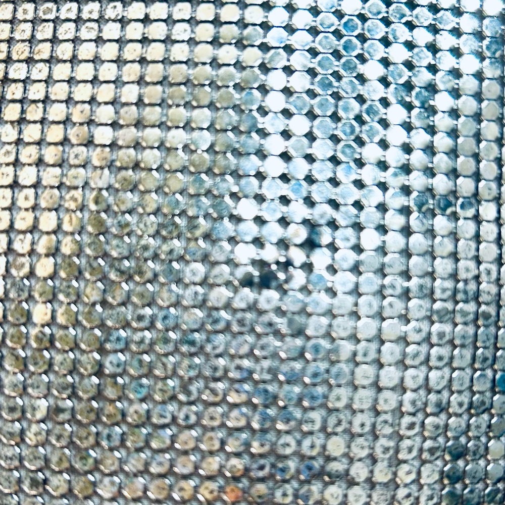 Vintage Silver Metal Mesh Evening Bag with Rhinestone Detail and Chain Strap - Picture 9 of 9